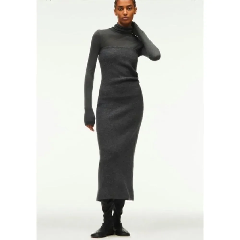 NWT Zara Limited Edition Fall/Winter 2022 Collection Strapless Gray Wool Dress